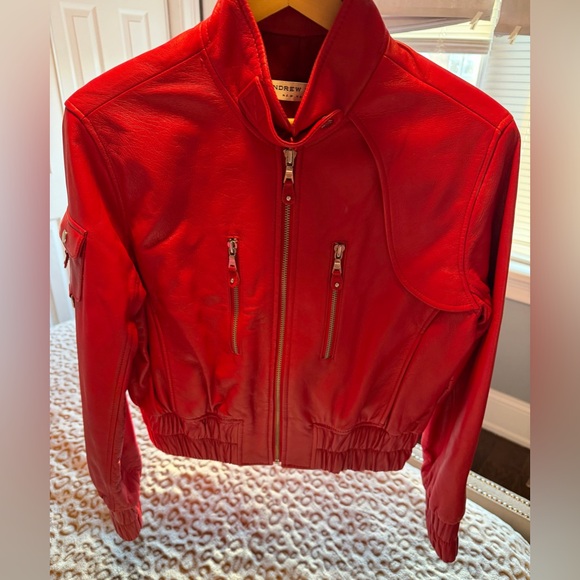Andrew Marc New York Red Leather 
Moto Bamber Jacket Size: S - Picture 10 of 11